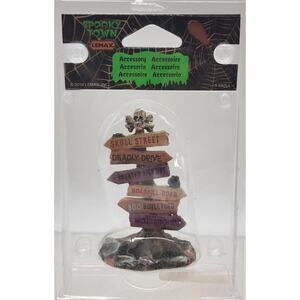 LEMAX SPOOKY TOWN SCARY ROAD SIGNS - ITEM # 64054 NIP